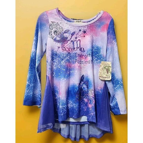 One World Shirt Womens Large Multicolor Scorpio Energetic Long Sleeve Nwt A126 - Picture 1 of 8